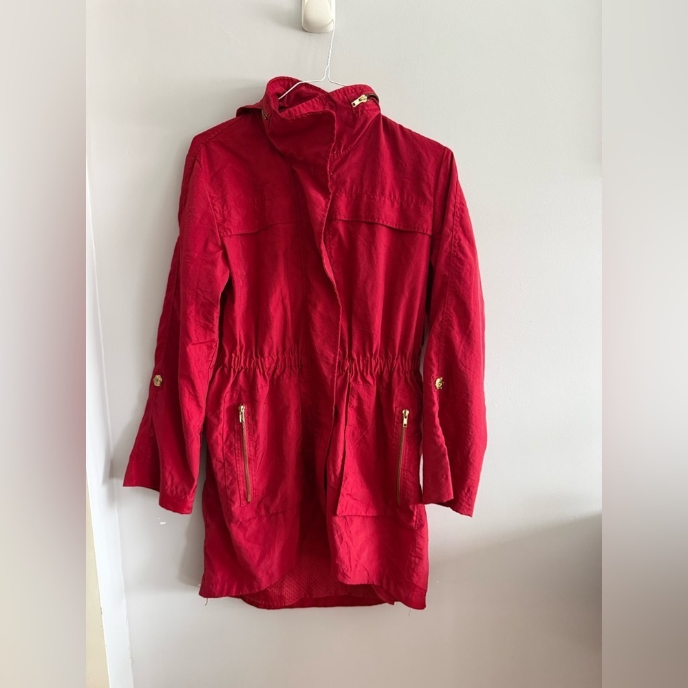 Ciao Milano Red Water Resistant Hooded Jacket Size Small
